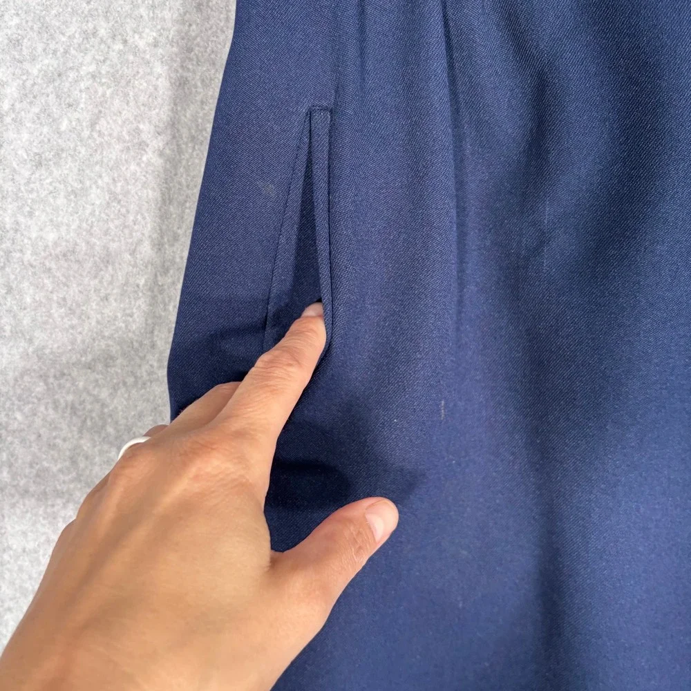 Vintage Midi Pencil A Line Skirt 14 Navy Blue Pockets Pleated Retro 90s 80s